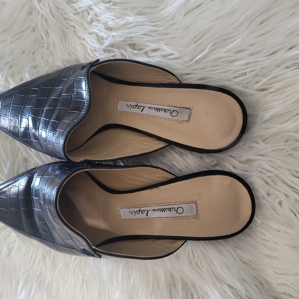 CHAUSSURE LAPIN Black Mules with Pointed Toe and Plush Texture - Picture 3 of 6